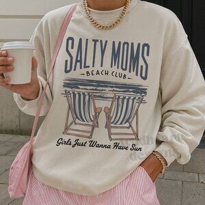 Salty Moms Beach Club Sweatshirt - Sand